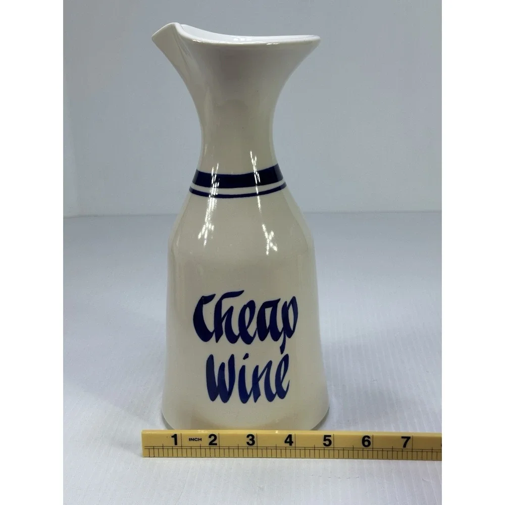 Vintage Cheap Wine Ceramic Carafe White Blue Decanter Utensil Holder